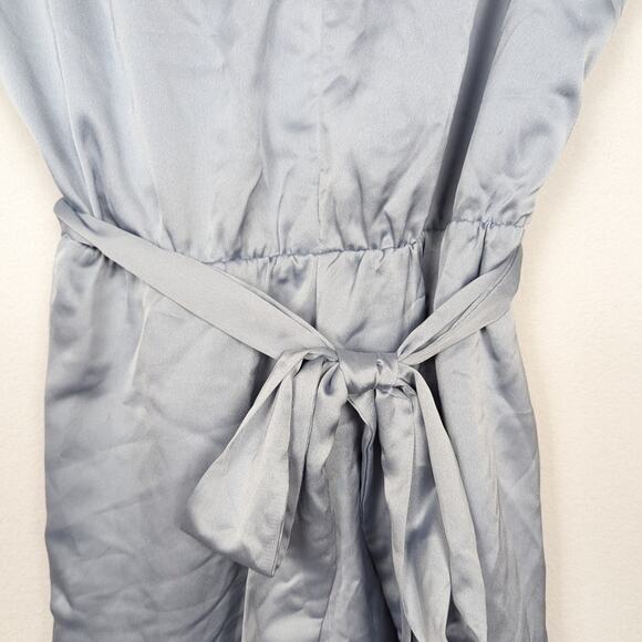 Show Me Your MuMu Light Steel Blue Luxe Satin Say I Do Romper Size L - Picture 5 of 10